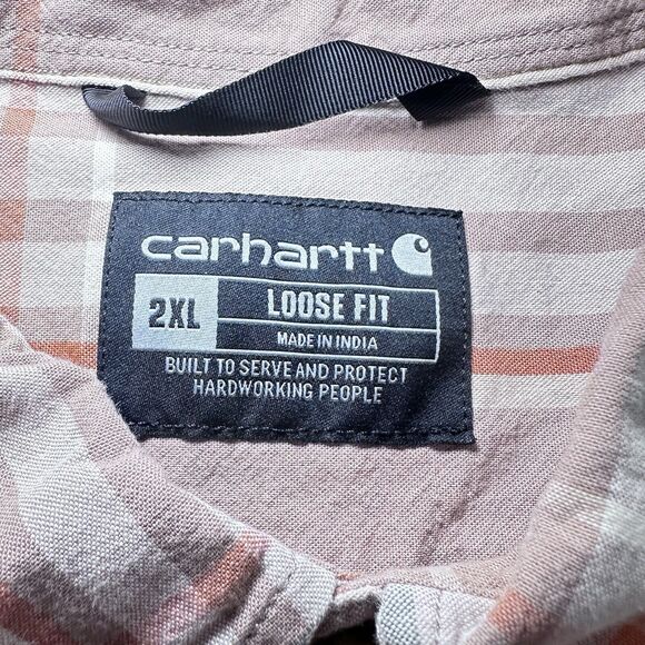 Carhartt Men's Short Sleeve Shirt Button Down Size 2XL Plaid Cotton Pockets - Picture 3 of 7